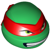 Tête de minifigurine Spécial, Tortue Ninja avec masque rouge et motif imprimé de dents (Raphaël) (Minifig Head Special, Ninja Turtle with Red Mask and Teeth Print (Raphael))