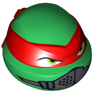 Visuel indicatif Rebrickable de Tête de minifigurine Spécial, Tortue Ninja avec masque rouge et moufle à la bouche (Raphaël) (Minifig Head Special, Ninja Turtle with Red Mask and Mouth Muffle Print (Raphael))