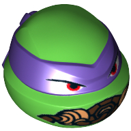 Visuel indicatif Rebrickable de Tête de minifigurine Spécial, Tortue Ninja avec masque violet foncé et motif imprimé appareil respiratoire (Donatello) (Minifig Head Special, Ninja Turtle with Dark Purple Mask and Breathing Apparatus Print (Donatello))