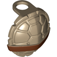 Minifigurine col roulé coquille avec ceinture horizontale marron foncé motif imprimé (Minifig Neckwear Turtle Shell with Dark Brown Horizontal Belt Print)