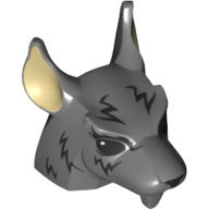 Tête de minifigurine Spécial, Rat avec yeux noirs, nez et cheveux motif imprimé (Minifig Head Special, Rat with Blacks Eyes, Nose, and Hair Print)