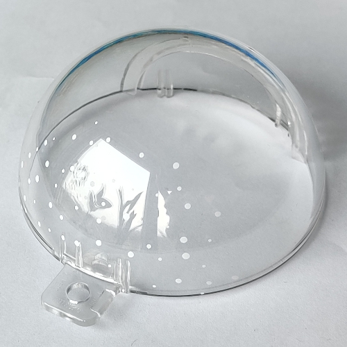Visuel indicatif Rebrickable de Hémisphère de dôme [moitié boule] avec motif imprimé de points blancs (Dome Hemisphere [Bauble Half] with White Dots Print)
