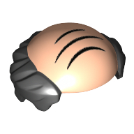 Cheveux, haut chauve avec cheveux courts noirs, Motif imprimé peigné (Hair, Bald Top with Black Short Hair, Comb-over Print)