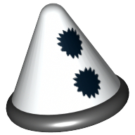 Chapeau, cône avec bande noire et pompons motif imprimé (Hat, Cone with Black Band and Pom Poms Print)