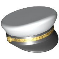 Chapeau, casquette de capitaine avec visière noire et motif imprimé de tresse d'or (Hat, Captain's Cap with Black Visor and Gold Braid Print)