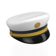 Chapeau, casquette de capitaine avec haut blanc, bande d'or, motif imprimé Dot (Hat, Captain's Cap with White Top, Gold Stripe, Dot Print)