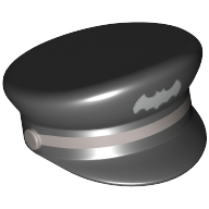 Chapeau, casquette de capitaine avec logo Batman argenté et motif imprimé tresse (Hat, Captain's Cap with Silver Batman Logo and Braid Print)