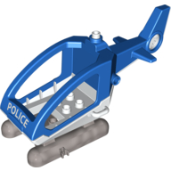Visuel indicatif Rebrickable de Hélicoptère Duplo avec cabine (skids fixes) avec base blanche et motif imprimé 'POLICE' (Duplo Helicopter with Cabin (Fixed Skids) with White Base and 'POLICE' Print)