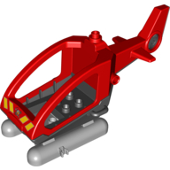 Visuel indicatif Rebrickable de Duplo Hélicoptère Corps avec Cabine (Skids non amovible) avec Base Noire et Feu Logo imprimé (Duplo Helicopter Body with Cabin (Skids not Removable) with Black Base and Fire Department Logo Print)