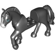 Visuel indicatif Rebrickable de Animal, Cheval avec jambe surélevée, Tête mobile, Crin rouillé, Nez blanc, Bleu vif Yeux motif imprimé (Animal, Horse with Raised Leg, Moveable Head, Roached Mane, White Nose, Bright Blue Eyes Print)