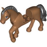 Visuel indicatif Rebrickable de Animal, cheval avec jambe surélevée, tête mobile, noir crinière rouillée et motif imprimé queue (Animal, Horse with Raised Leg, Moveable Head, Black Roached Mane and Tail Print)