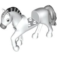 Visuel indicatif Rebrickable de Animal, cheval avec jambe surélevée, tête mobile, noir et clair gris bleuté crinière rayée, nez et queue gris bleuté clair (Animal, Horse with Raised Leg, Moveable Head, Black and Light Bluish Gray Striped Roached Mane, Light Bluish Gray Nose and Tail)