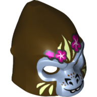 Masque gorille avec visage gris, peinture de visage jaune clair et motif imprimé fleurs roses (Mask Gorilla with Gray Face, Light Yellow Face Paint and Pink Flowers Print)
