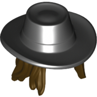 Cheveux et chapeau, Cowboy de style joueur avec de longs cheveux brun foncé (Hair and Hat, Gambler Style Cowboy with Long Dark Brown Hair)