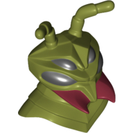 Tête de minifigurine spéciale, alien galaxie escouade, mantizoid avec 4 yeux et antennes et mandibules rouge foncé motif imprimé (Minifig Head Special, Alien Galaxy Squad, Mantizoid with 4 Eyes and Antennae and Dark Red Mandibles Print)