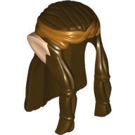 Cheveux longs ondulés avec tresse, bandeau d'or et nougat clair elfe oreilles motif imprimé (Hair Long Wavy with Braid, Gold Headband and Light Nougat Elf Ears Print)