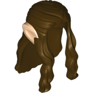 Cheveux longs ondulés avec tresse et nougat clair elfe oreilles motif imprimé (Hair Long Wavy with Braid and Light Nougat Elf Ears Print)