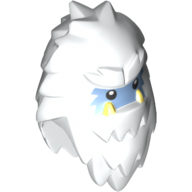 Tête de minifigurine spéciale, yéti avec cheveux hirsutes et motif imprimé visage bleu clair (Minifig Head Special, Yeti with Shaggy Hair and Bright Light Blue Face Print)