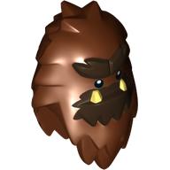 Tête de minifigurine spéciale, yéti avec cheveux hirsutes et fourrure brun foncé et motif imprimé dents (Minifig Head Special, Yeti with Shaggy Hair and Dark Brown Fur and Teeth Print)