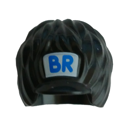 Chapeau garde royale peau d'ours court avec bleu 'BR' sur fond blanc imprimé (Hat Royal Guard Bearskin Short with Blue 'BR' on White Background Print)