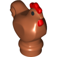 Visuel indicatif Rebrickable de Animal, Poulet avec peigne rouge, Noir Yeux imprimé (Animal, Chicken with Red Comb Pattern, Black Eyes Print)