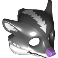 Masque renard / moufette, fourrure blanche et nez de lavande motif imprimé (Mask Fox / Skunk, White Fur and Lavender Nose Print)