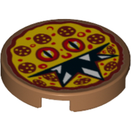 Visuel indicatif Rebrickable de Tuile ronde 2 x 2 avec motif imprimé visage effrayant pizza pepperoni (Tile Round 2 x 2 with Pizza Pepperoni Scary Face Print)