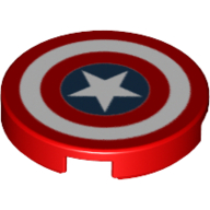 Visuel indicatif Rebrickable de Tuile ronde 2 x 2 avec motif imprimé Captain America Star (Tile Round 2 x 2 with Captain America Star Print)