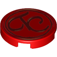 Visuel indicatif Rebrickable de Tuile ronde 2 x 2 avec motif imprimé 'TC' stylisé (Tile Round 2 x 2 with Stylized 'TC' Print)
