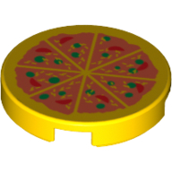 Visuel indicatif Rebrickable de Tuile ronde 2 x 2 avec motif imprimé Pizza (Tile Round 2 x 2 with Pizza Print)