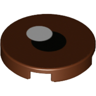 Visuel indicatif Rebrickable de Tuile ronde 2 x 2 avec motif imprimé cercle/point noir et blanc (œil) (Tile Round 2 x 2 with Black and White Circle/Dot Print (Eye))