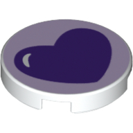 Visuel indicatif Rebrickable de Tuile ronde 2 x 2 avec motif imprimé cœur violet (Tile Round 2 x 2 with Purple Heart Print)