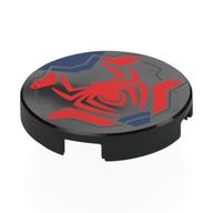 Visuel indicatif Rebrickable de Tuile ronde 2 x 2 avec araignée rouge, bleu foncé Marquages motif imprimé (Tile Round 2 x 2 with Red Spider, Dark Blue Markings Print)