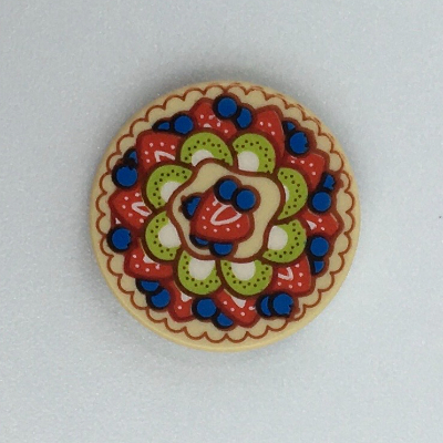 Visuel indicatif Rebrickable de Tuile ronde 2 x 2 avec motif imprimé tarte aux fruits (Tile Round 2 x 2 with Fruit Pie Print)