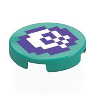 Visuel indicatif Rebrickable de Tuile ronde 2 x 2 avec motif imprimé crâne pixelisé blanc/violet foncé (Tile Round 2 x 2 with White/Dark Purple Pixelated Skull Print)