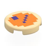 Visuel indicatif Rebrickable de Tuile ronde 2 x 2 avec visage orange pixelisé, yeux violets foncés, motif imprimé bouche (Tile Round 2 x 2 with Pixelated Orange Face, Dark Purple Eyes, Mouth Print)