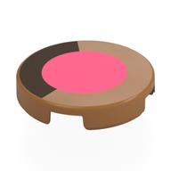 Visuel indicatif Rebrickable de Tuile ronde 2 x 2 avec cercle de corail, ligne marron foncé (œil) motif imprimé (Tile Round 2 x 2 with Coral Circle, Dark Brown Line (Eye) Print)
