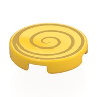 Visuel indicatif Rebrickable de Tuile ronde 2 x 2 avec motif imprimé tourbillon d'or (Tile Round 2 x 2 with Gold Swirl Print)