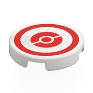 Visuel indicatif Rebrickable de Tuile ronde 2 x 2 avec motif imprimé cible pokeball rouge (Tile Round 2 x 2 with Red Pokeball Target Print)