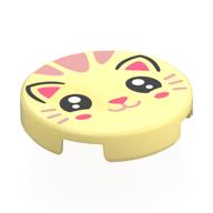Visuel indicatif Rebrickable de Tuile ronde 2 x 2 avec motif imprimé Cat Face (Tile Round 2 x 2 with Cat Face Print)