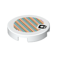 Tuile ronde 2 x 2 avec motif imprimé champignon et code-barres (autocollant) (Tile Round 2 x 2 with Mushroom and Barcode Print (Sticker))