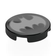 Visuel indicatif Rebrickable de Tuile ronde 2 x 2 avec logo Batman argenté, motif imprimé bord gris bleuté foncé (Tile Round 2 x 2 with Silver Batman Logo, Dark Bluish Grey Border Print)