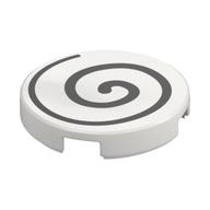 Visuel indicatif Rebrickable de Tuile ronde 2 x 2 avec motif imprimé en spirale noire (Tile Round 2 x 2 with Black Spiral Print)