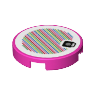 Tuile ronde 2 x 2 avec motif imprimé champignon et code-barres (autocollant) (Tile Round 2 x 2 with Mushroom and Barcode Print (Sticker))