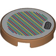 Visuel indicatif Rebrickable de Tuile ronde 2 x 2 avec bateau à rames et code-barres imprimé (autocollant) (Tile Round 2 x 2 with Rowboat and Barcode Print (Sticker))