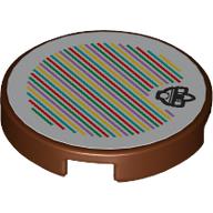 Tuile ronde 2 x 2 avec mole miner et code à barres motif imprimé (autocollant) (Tile Round 2 x 2 with Mole Miner and Barcode Print (Sticker))