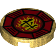 Visuel indicatif Rebrickable de Tuile ronde 2 x 2 avec Airjitzu Feu Symbole sur fond rouge motif imprimé (Tile Round 2 x 2 with Airjitzu Fire Symbol on Red Background Print)