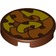Visuel indicatif Rebrickable de Tuile ronde 2 x 2 avec motif imprimé de tentacules jaunes et oranges (Tile Round 2 x 2 with Yellow and Orange Tentacles Print)