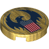 Visuel indicatif Rebrickable de Tuile ronde 2 x 2 avec motif imprimé aigle américain et drapeau stylisé (Tile Round 2 x 2 with Stylized American Eagle and Flag Print)
