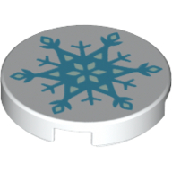 Visuel indicatif Rebrickable de Tuile ronde 2 x 2 avec motif imprimé flocon de neige gelé (Tile Round 2 x 2 with Frozen Snowflake Print)